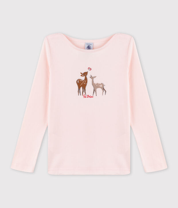 Tee-shirt s&eacute;rigraphi&eacute; enfant fille rose clair
