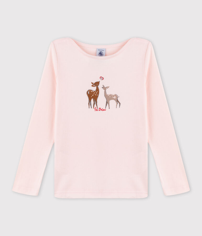 Tee-shirt s&eacute;rigraphi&eacute; enfant fille rose