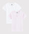 Set van 2 T-shirts van ribstof met korte mouwen en dunne, roze strepen voor meisjes variante 1