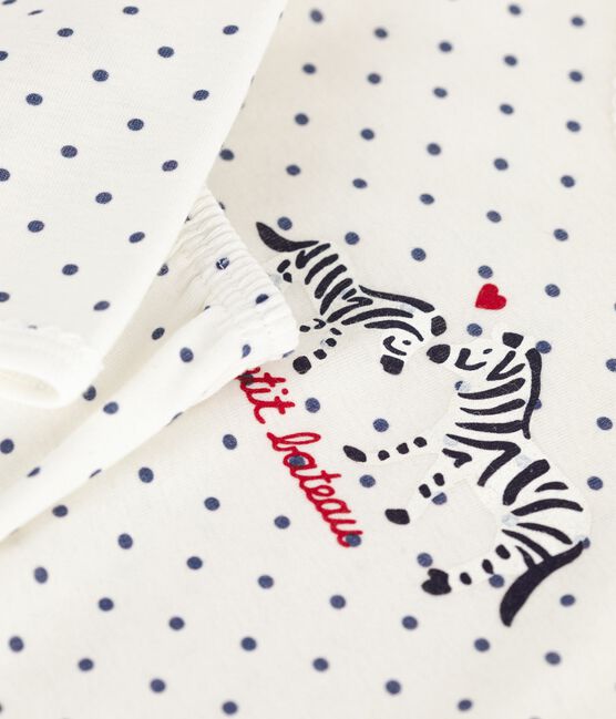 Pyjama enfant en coton imprimé pois bleu MARSHMALLOW/ SOIR