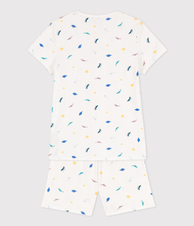 Pyjacourt animaux marins en coton petite fille blanc/multicouleur
