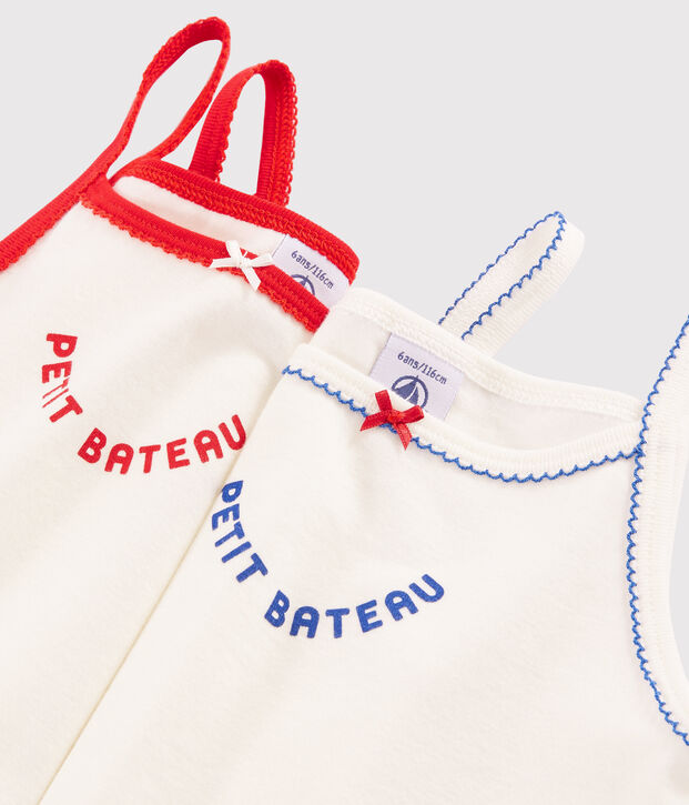 Set van 2 meisjeshemden met schouderbandjes "Made in France" multicouleur