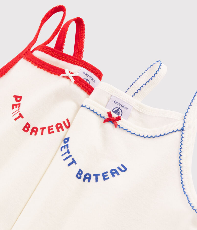 Set van 2 meisjeshemden met schouderbandjes "Made in France" multicouleur