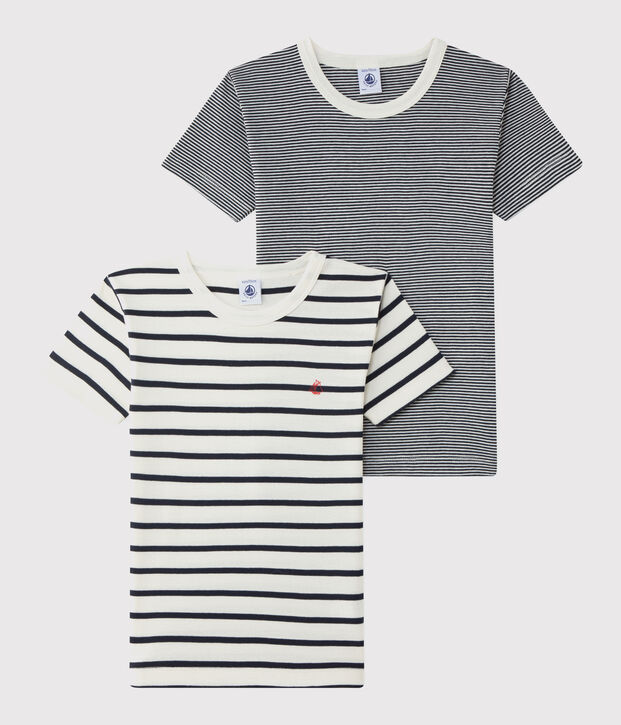 Lot de 2 tee-shirts ray&eacute;s petit gar&ccedil;on en coton biologique multicouleur