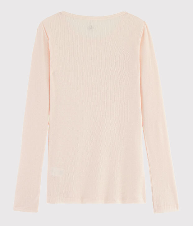 T-shirt laine et coton Femme rose clair