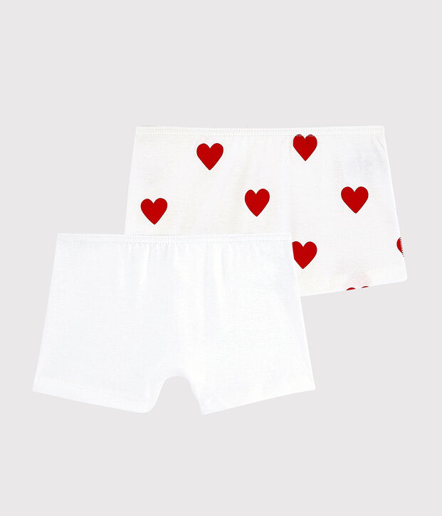 Lot de 2 shorties c&oelig;ur petite fille en coton multicouleur