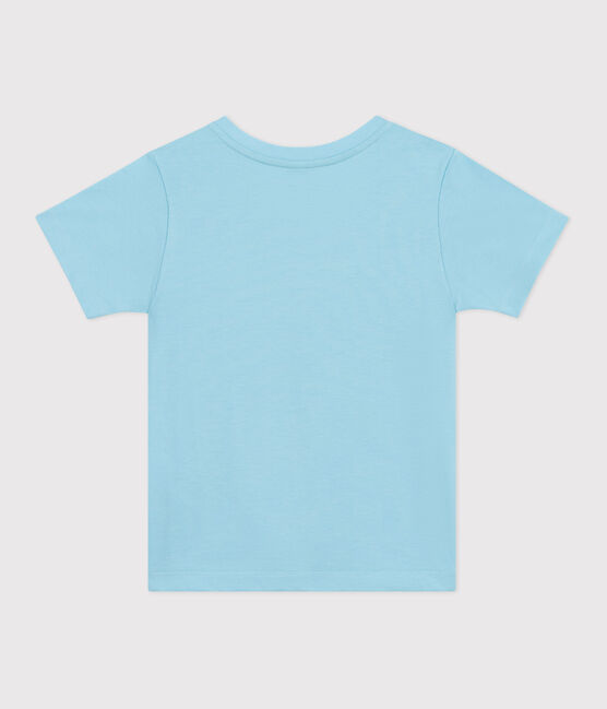Katoenen T-shirt met korte mouwen en print voor kinderen blauw AQUATIC