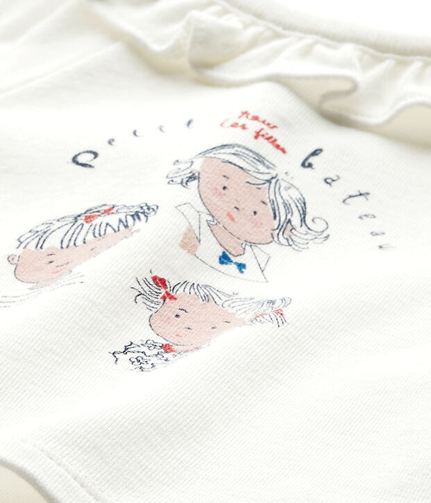 T-shirt met korte mouwen voor babymeisjes wit/blauw
