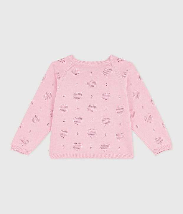 Cardigan enfant en coton uni rose clair