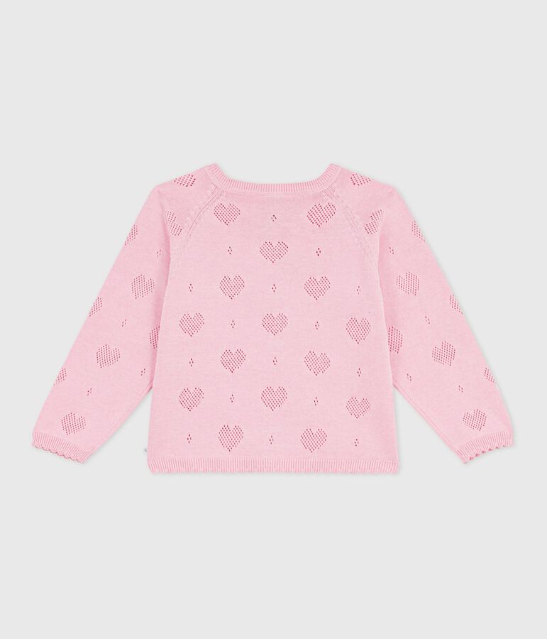 Cardigan enfant en coton uni rose