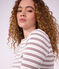 Tee-shirt femme en coton manches courtes &agrave; rayures blanc/rouge
