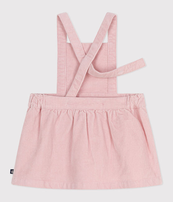Robe bébé en velours côtelé brodé de fleurs à la ceinture rose JOLI