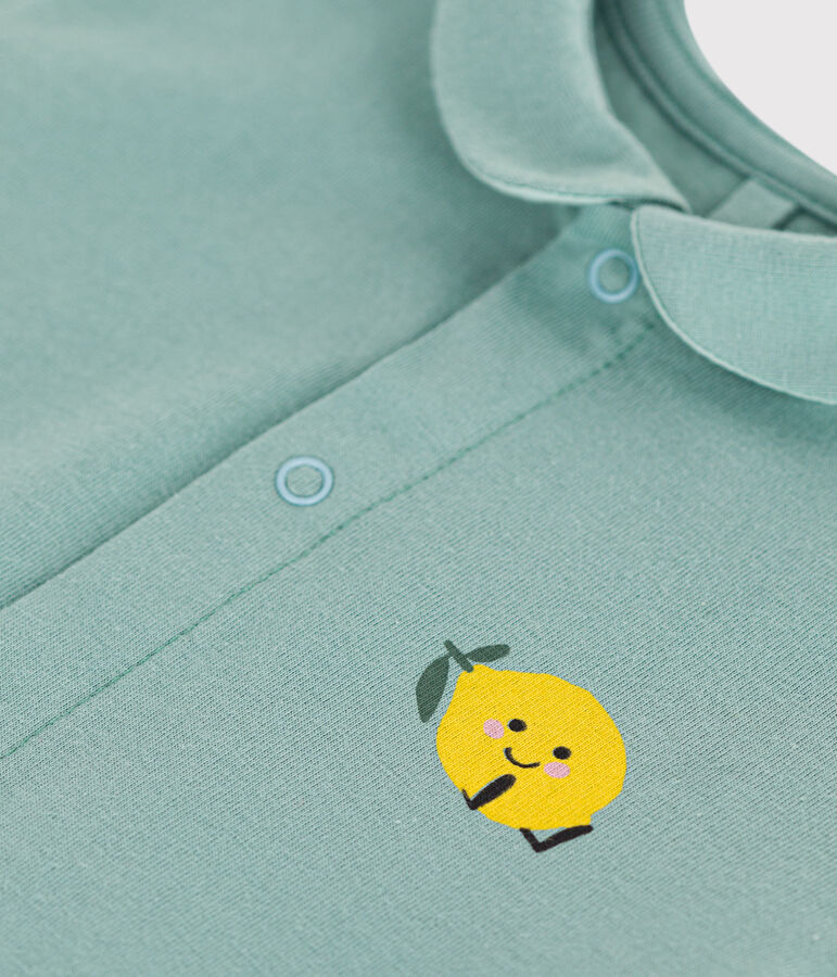 Kort katoenen babypakje met Peter Pan-kraagje groen PAUL