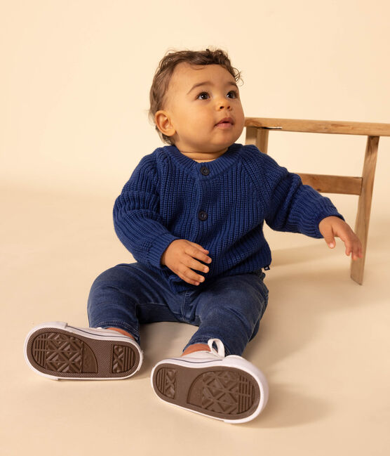 Katoenen gebreide babycardigan blauw INCOGNITO
