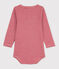 Katoenen body met lange mouwen en Tunesische gestreepte hals voor baby's STOP/ MARSHMALLOW
