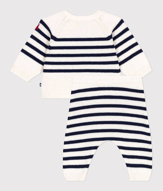 Tweedelig gebreid setje met marinestrepen blauw MARSHMALLOW/ SOIR