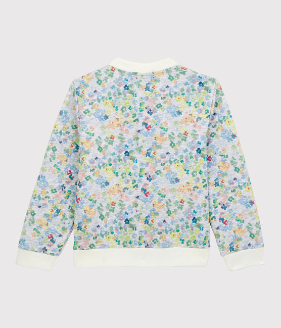 Jersey cardigan voor meisjes grijs POUSSIERE/wit MULTICO