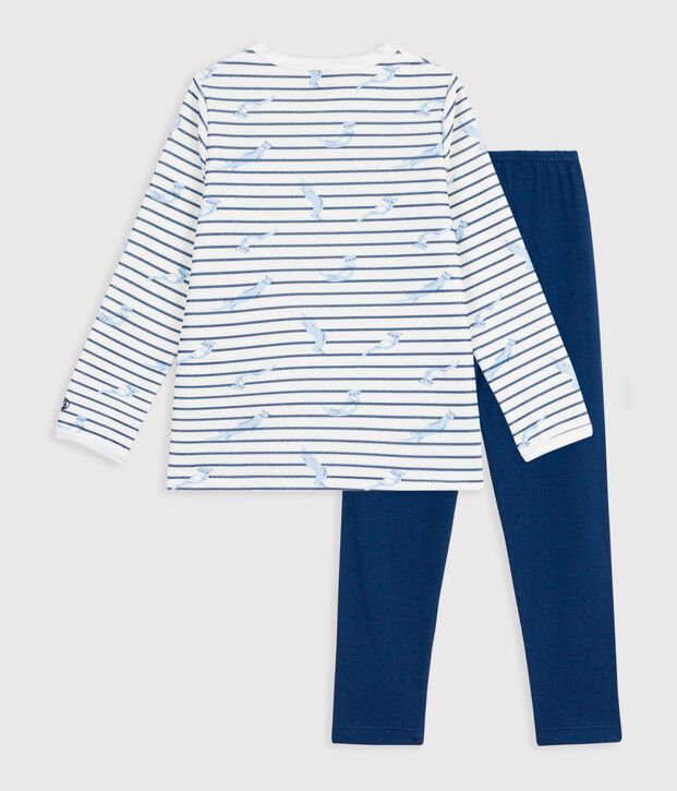 Pyjama  en velours wit/blauw/multicouleur