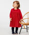 Robe manches longues bi-matière bébé fille rouge TERKUIT/jaune OR