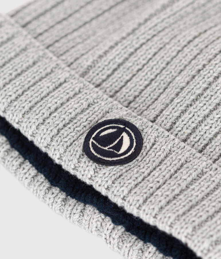 Met fleece gevoerde gebreide babymuts grijs CHATON CHINE