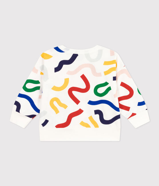 Sweatshirt van dunne fleece voor baby's wit MARSHMALLOW/wit MULTICO