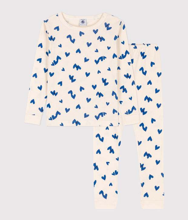 Aansluitende pyjama van katoen voor meisjes ecru/multicouleur