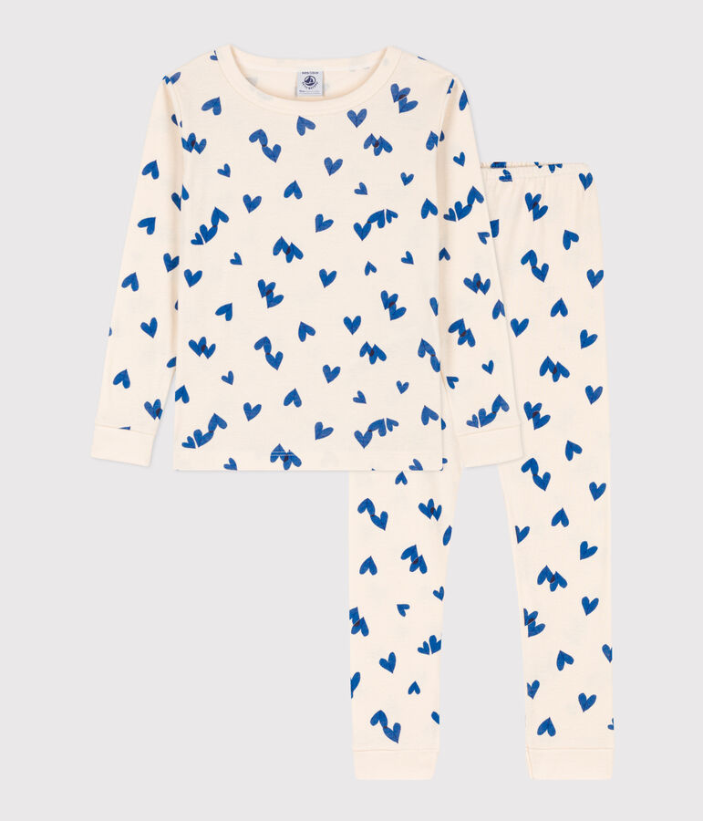 Pyjama ajust&eacute; petite fille en coton blanc AVALANCHE/ MULTICO