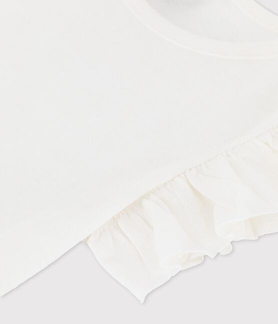 T-shirt met korte mouwen in katoen voor meisjes wit MARSHMALLOW