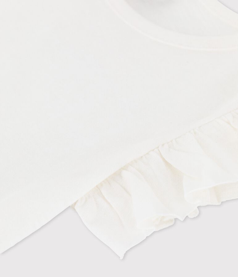 T-shirt manches courtes en coton enfant fille blanc MARSHMALLOW