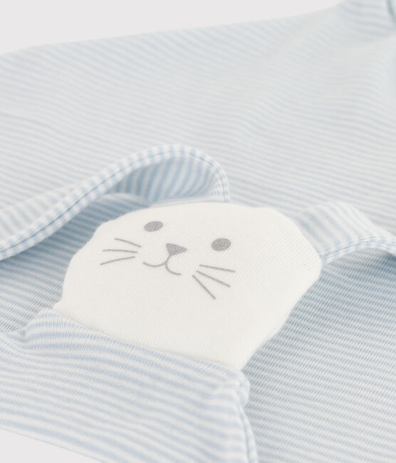 KNUFFELTJE MET FIJNE STREEPJES VAN KATOEN GOMME/ MARSHMALLOW