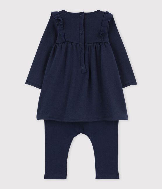 Leggingjurk van fluweel-mesh babymeisje blauw SMOKING