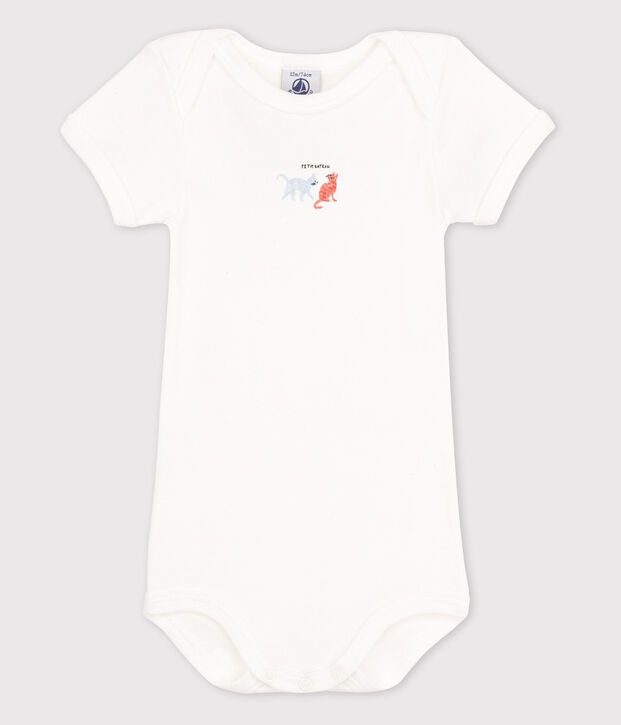 Body manches courtes b&eacute;b&eacute; blanc/bleu
