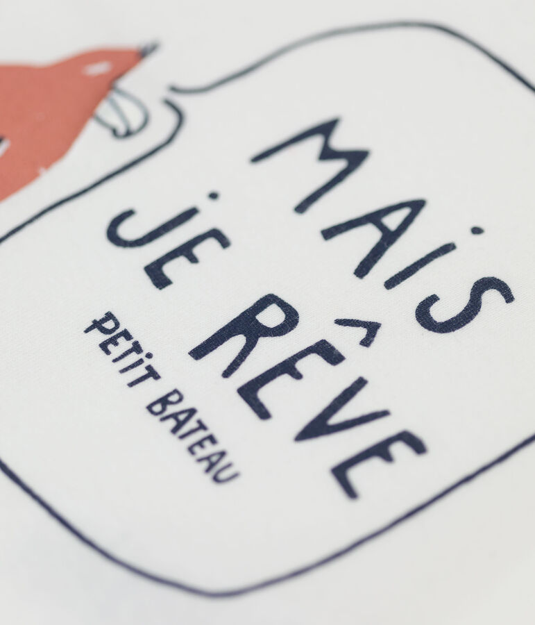 Tee-shirt manches courtes avec motif en coton bio b&eacute;b&eacute; blanc MARSHMALLOW