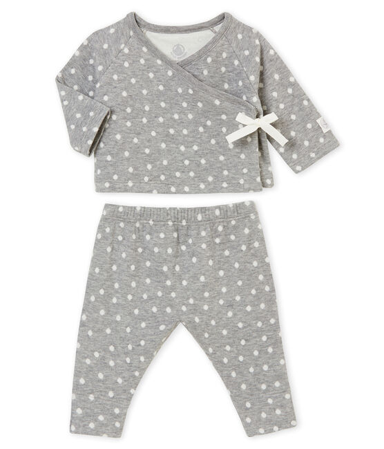 Set in jacquardgebreide tubic voor babymeisjes grijs SUBWAY/wit MULTICO