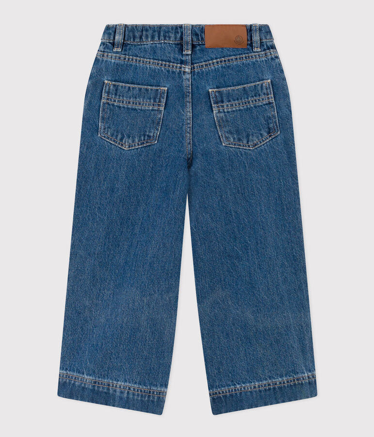 Ecovriendelijke katoenen meisjesbroek blauw DENIM BLEU