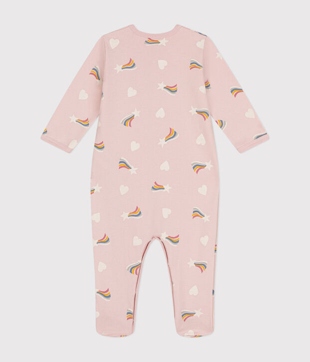 Pyjama en molleton gratt&eacute; imprim&eacute; &eacute;toiles et c&oelig;urs b&eacute;b&eacute; rose/multicouleur