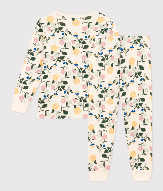 Katoenen pyjama met bloemenmotief voor kinderen ecru/multicouleur