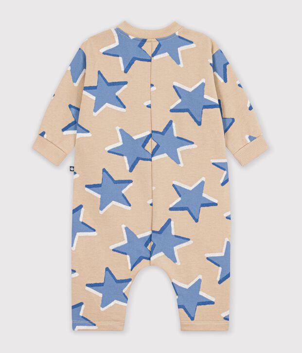Combinaison longue b&eacute;b&eacute; en coton imprim&eacute; &eacute;toiles beige/multicouleur