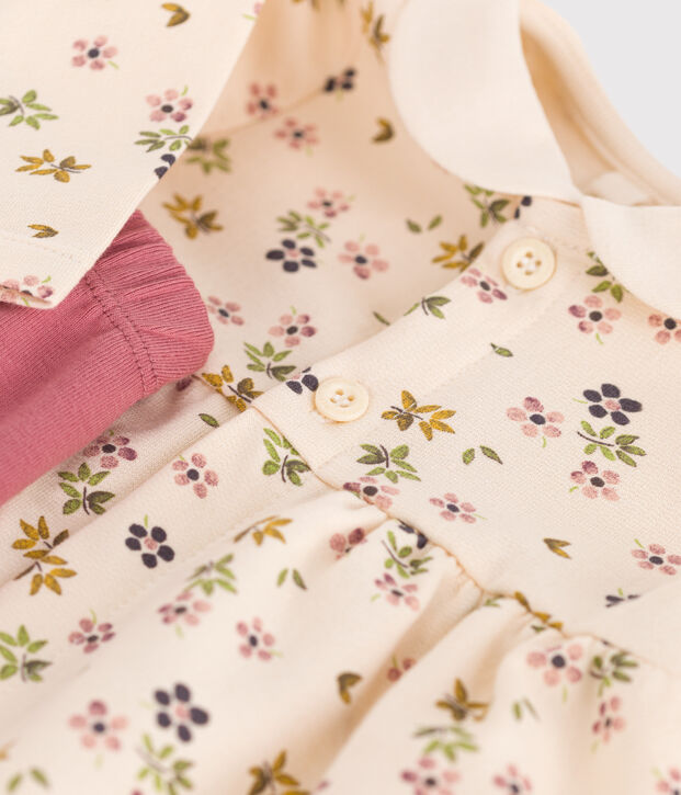Katoenen jurk en legging voor baby's ecru/multicouleur