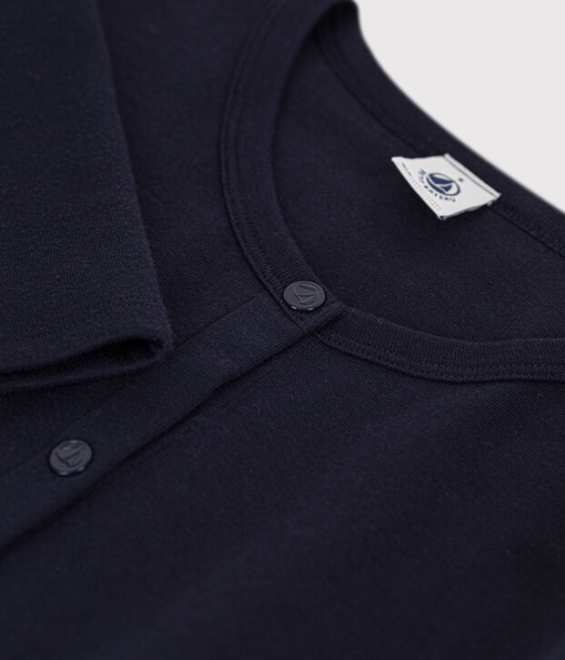 Cardigan &agrave; pressions en coton Femme bleu marine