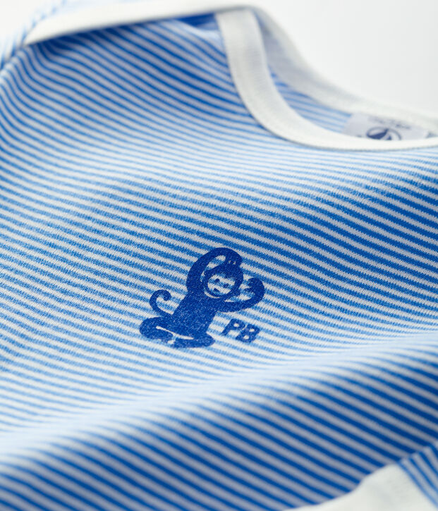 Slaappakje zonder voetjes voor baby's in biokatoen blauw/wit