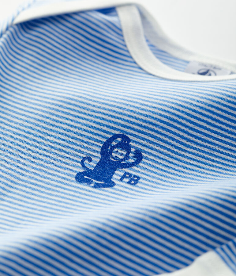 Dors bien sans boutons-pression milleraies b&eacute;b&eacute; en coton bleu/blanc