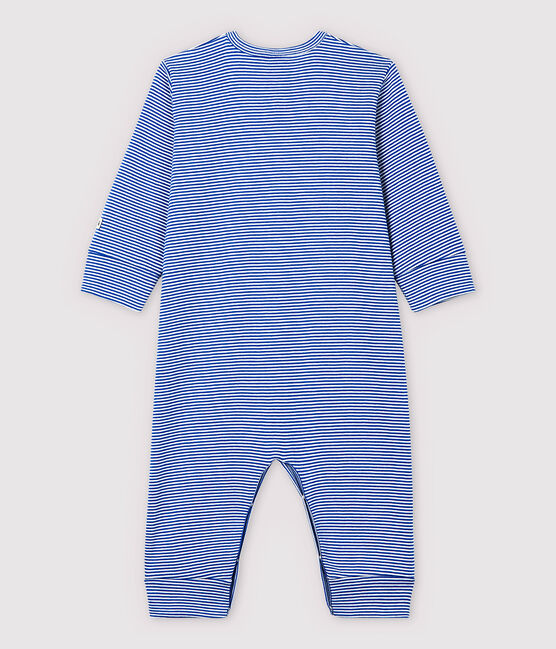 Babyblauw gestreepte katoenen pyjama zonder voetjes blauw PABLITO/wit MARSHMALLOW
