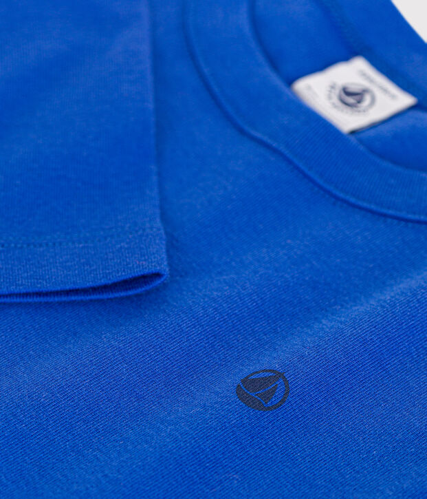 T-shirt met lange mouwen van ribstof voor jongens/meisjes blauw