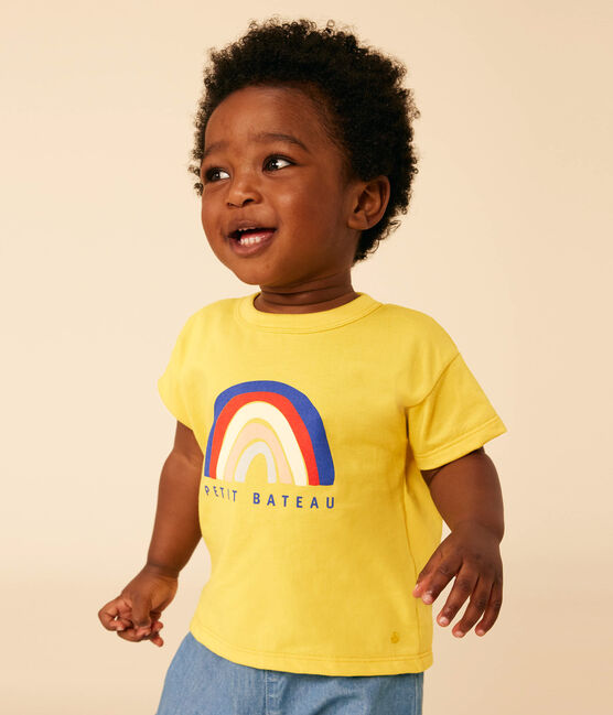 T-shirt met korte mouwen in lichte jersey voor baby's geel NECTAR
