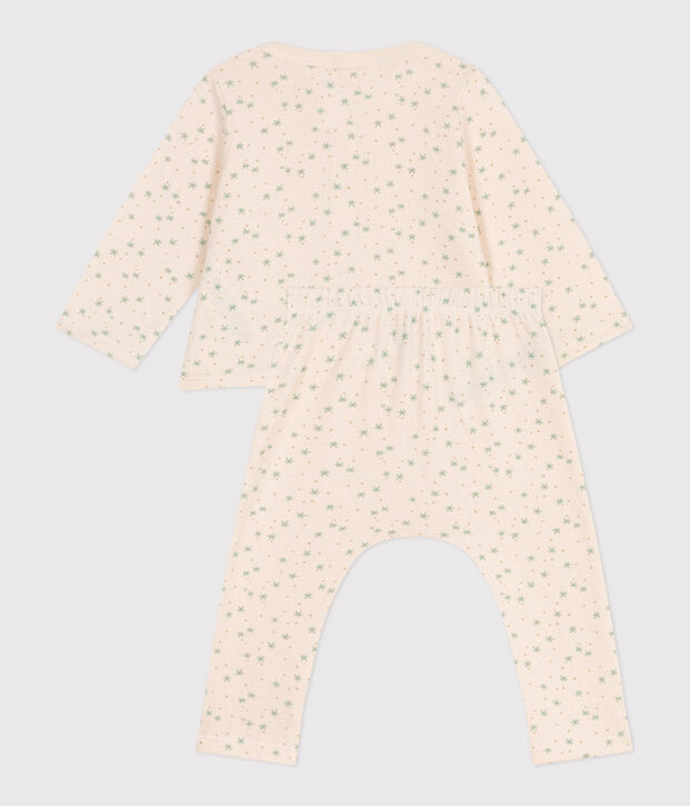 Tweedelig katoenen babysetje ecru/multicouleur