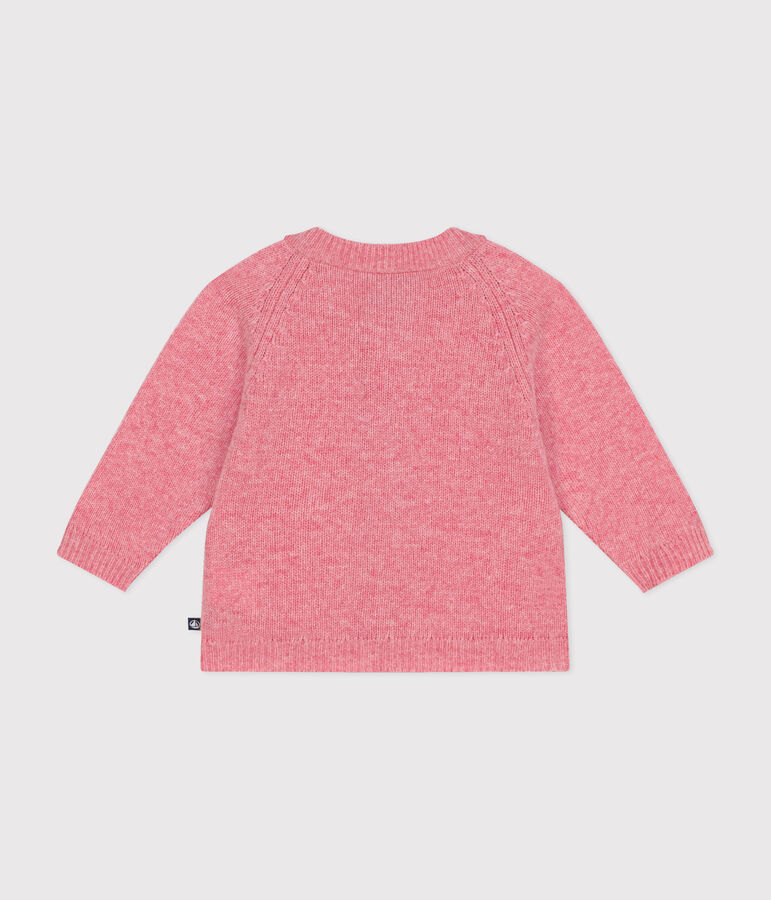 Babycardigan in tricot met wol roze