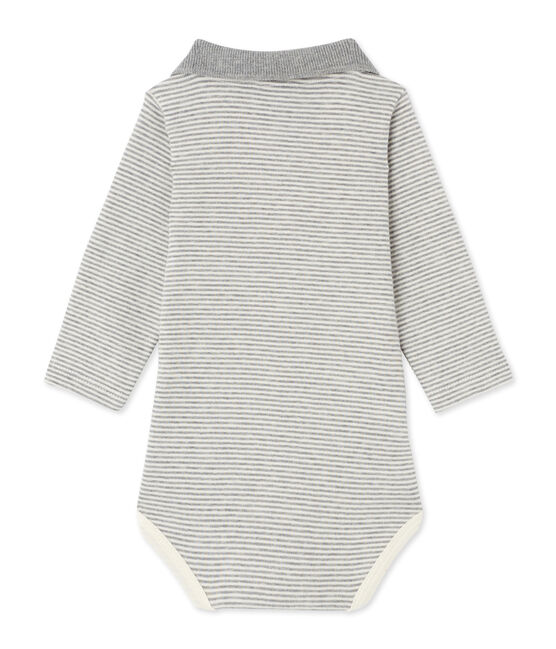 Body bébé garçon en milleraies gris SUBWAY/beige COQUILLE