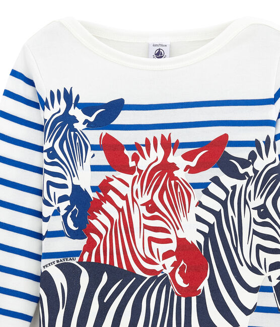 Creatief marinetruitje voor jongens wit MARSHMALLOW/blauw PERSE