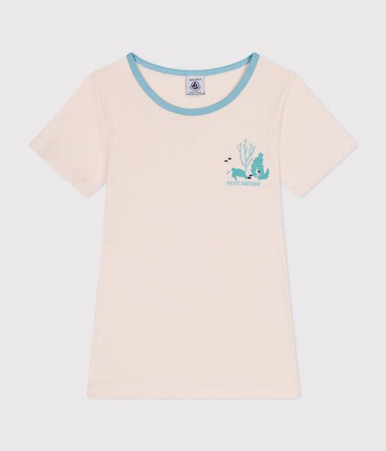Katoenen T-shirt met korte mouw voor kinderen beige PANACOTTA